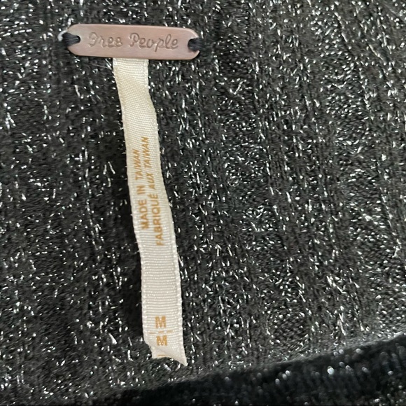 Free people knit tube top dress black metallic silver fit and flare mini size M - Picture 7 of 9